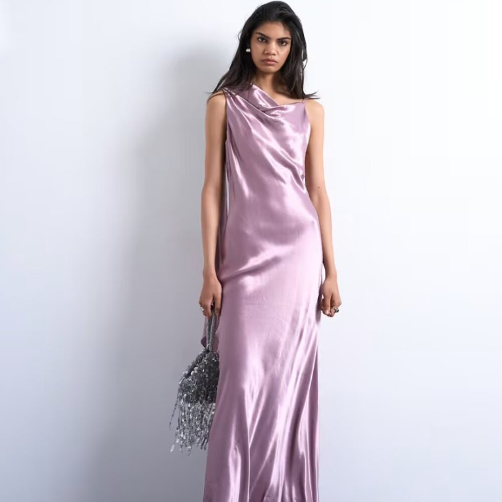 Topshop Lavender Satin Maxi Dress